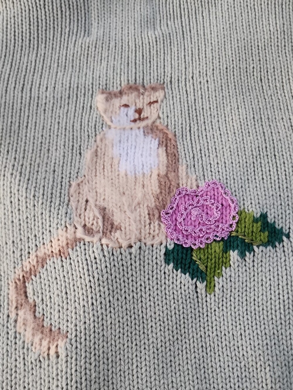 Storybook Knits V-Neck Cardigan Garden Cats Motif size 1X - Picture 12 of 16